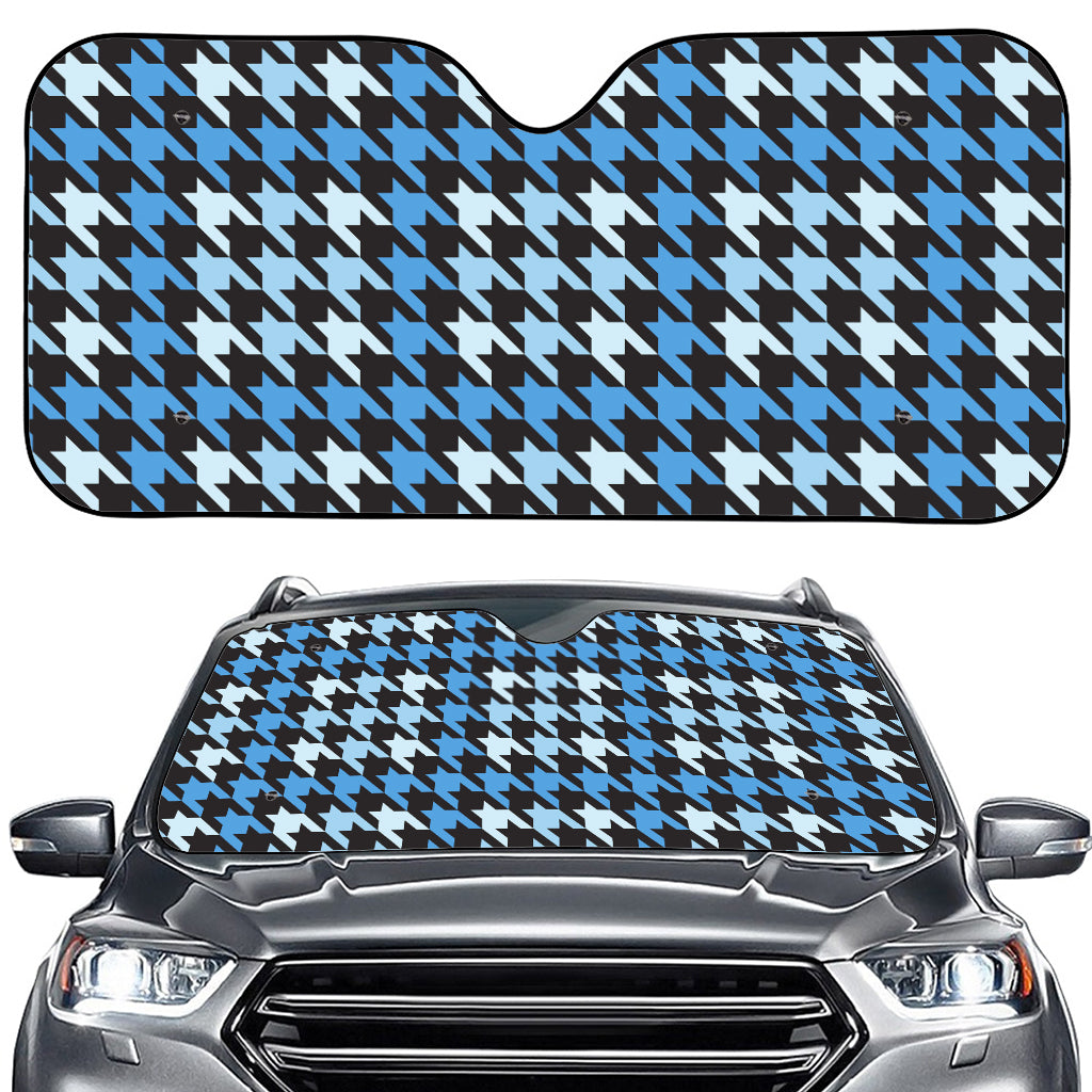 Blue Houndstooth Pattern Print Car Windshield Sun Shade