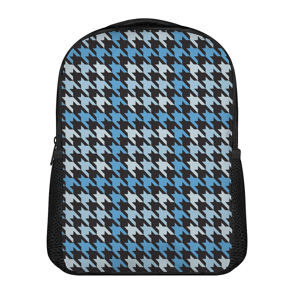 Blue Houndstooth Pattern Print Casual Backpack