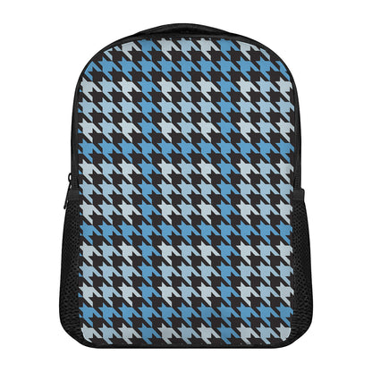 Blue Houndstooth Pattern Print Casual Backpack
