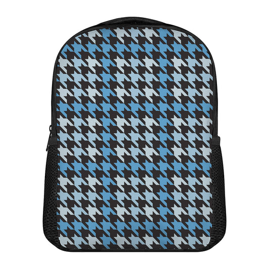 Blue Houndstooth Pattern Print Casual Backpack