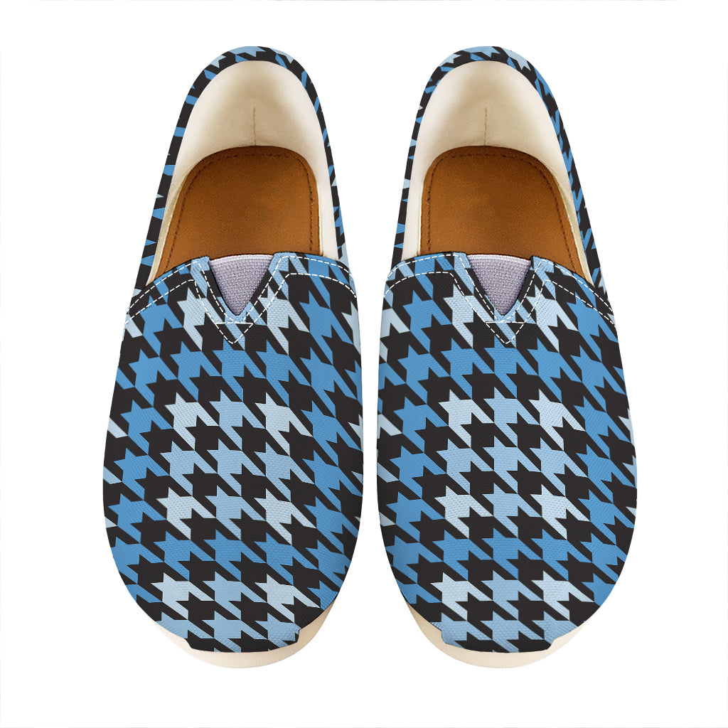 Blue Houndstooth Pattern Print Casual Shoes