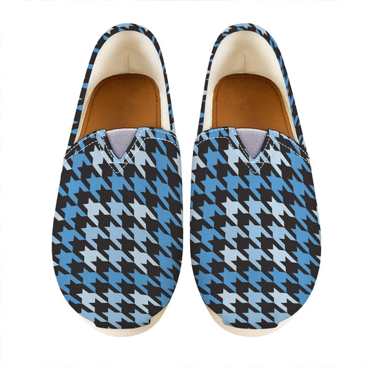 Blue Houndstooth Pattern Print Casual Shoes