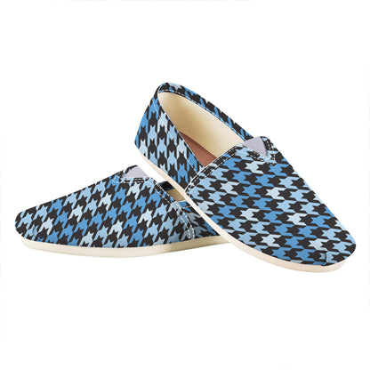 Blue Houndstooth Pattern Print Casual Shoes