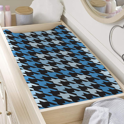 Blue Houndstooth Pattern Print Changing Pad Cover