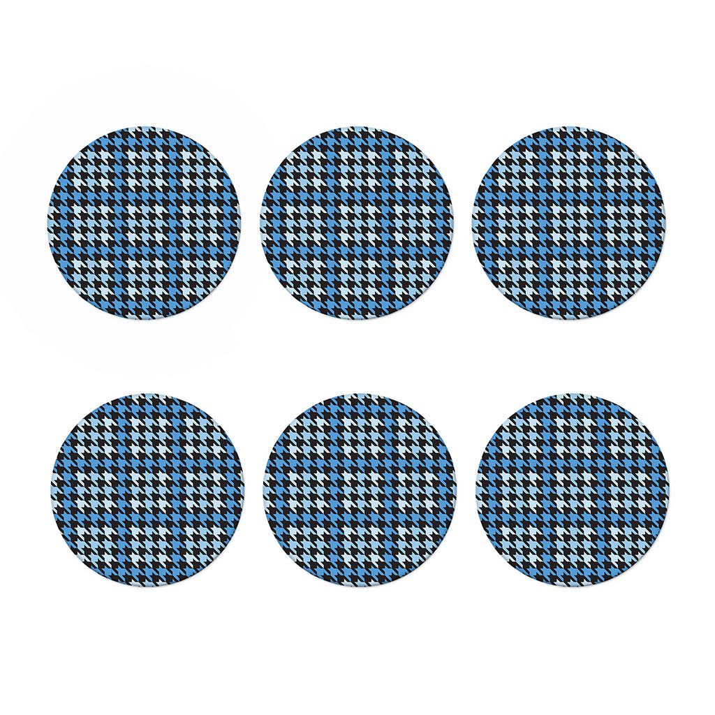 Blue Houndstooth Pattern Print Coaster Set
