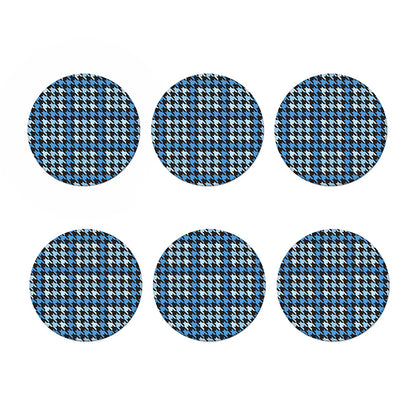 Blue Houndstooth Pattern Print Coaster Set