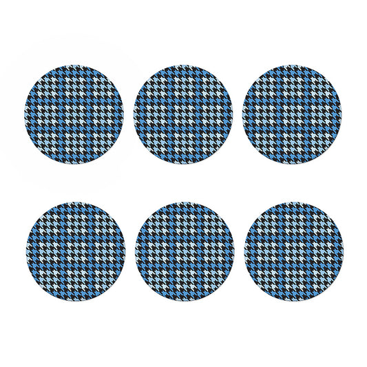 Blue Houndstooth Pattern Print Coaster Set