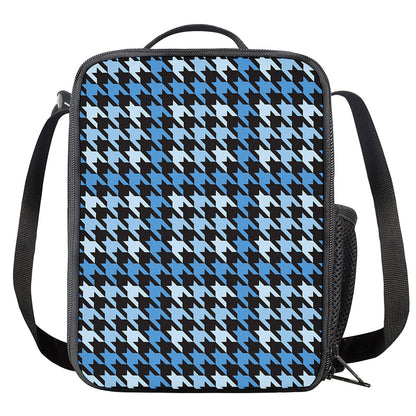 Blue Houndstooth Pattern Print Crossbody Lunch Bag