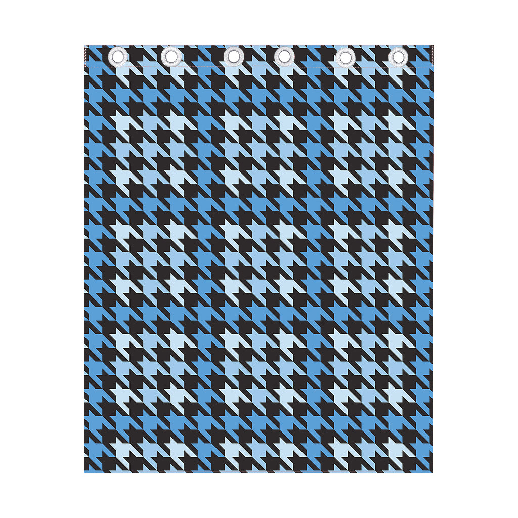 Blue Houndstooth Pattern Print Curtain