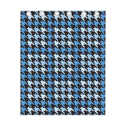 Blue Houndstooth Pattern Print Curtain