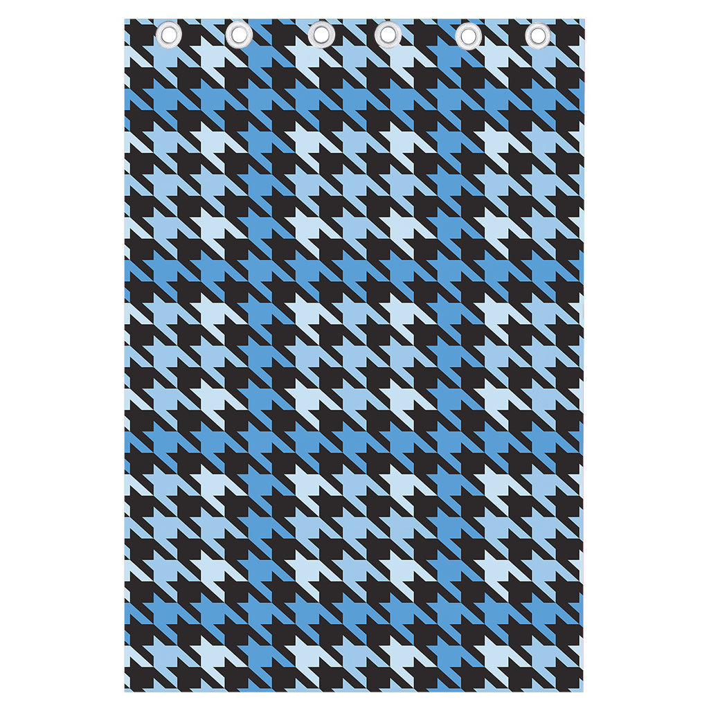 Blue Houndstooth Pattern Print Curtain