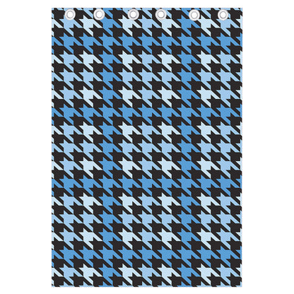 Blue Houndstooth Pattern Print Curtain