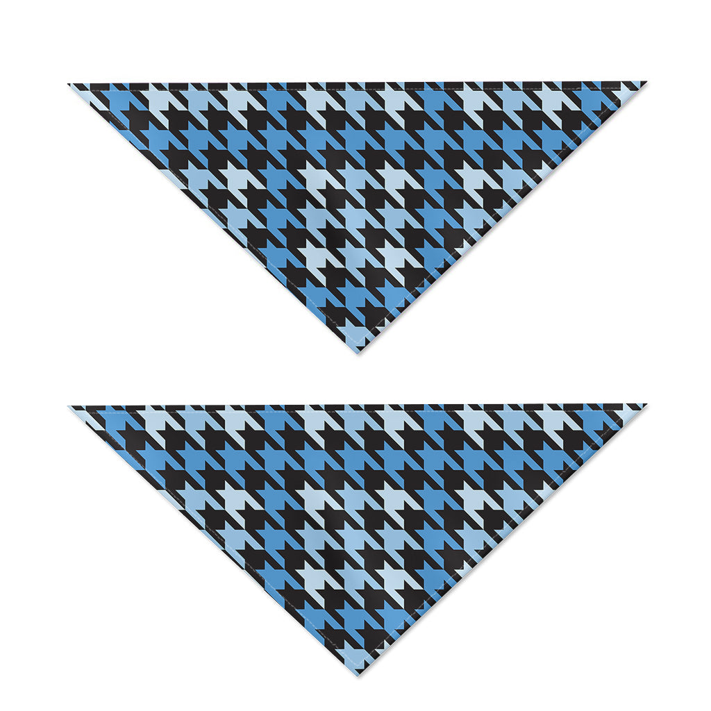 Blue Houndstooth Pattern Print Dog Bandana