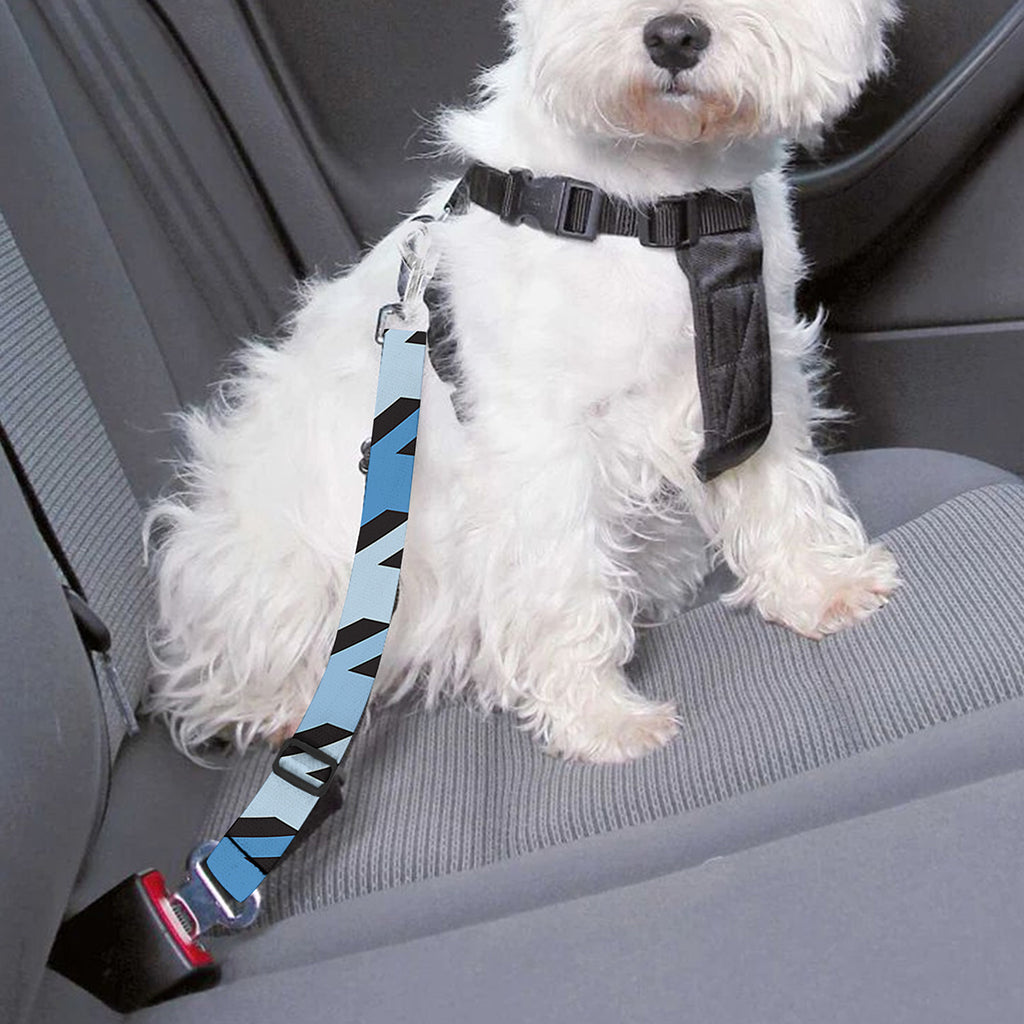 Blue Houndstooth Pattern Print Dog Seat Belt