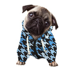 Blue Houndstooth Pattern Print Dog Zip Up Hoodie