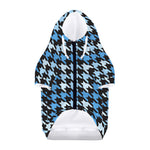 Blue Houndstooth Pattern Print Dog Zip Up Hoodie