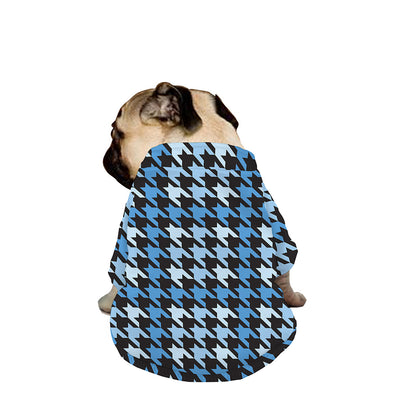 Blue Houndstooth Pattern Print Dog Zip Up Jacket