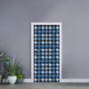 Blue Houndstooth Pattern Print Door Sticker