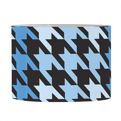 Blue Houndstooth Pattern Print Drum Lamp Shade