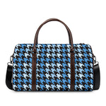 Blue Houndstooth Pattern Print Duffle Bag