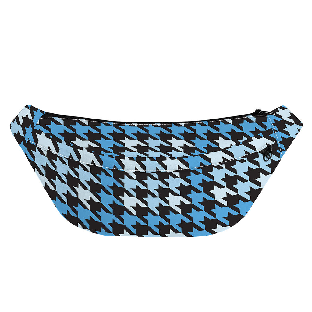 Blue Houndstooth Pattern Print Fanny Pack