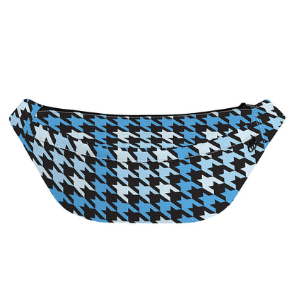 Blue Houndstooth Pattern Print Fanny Pack