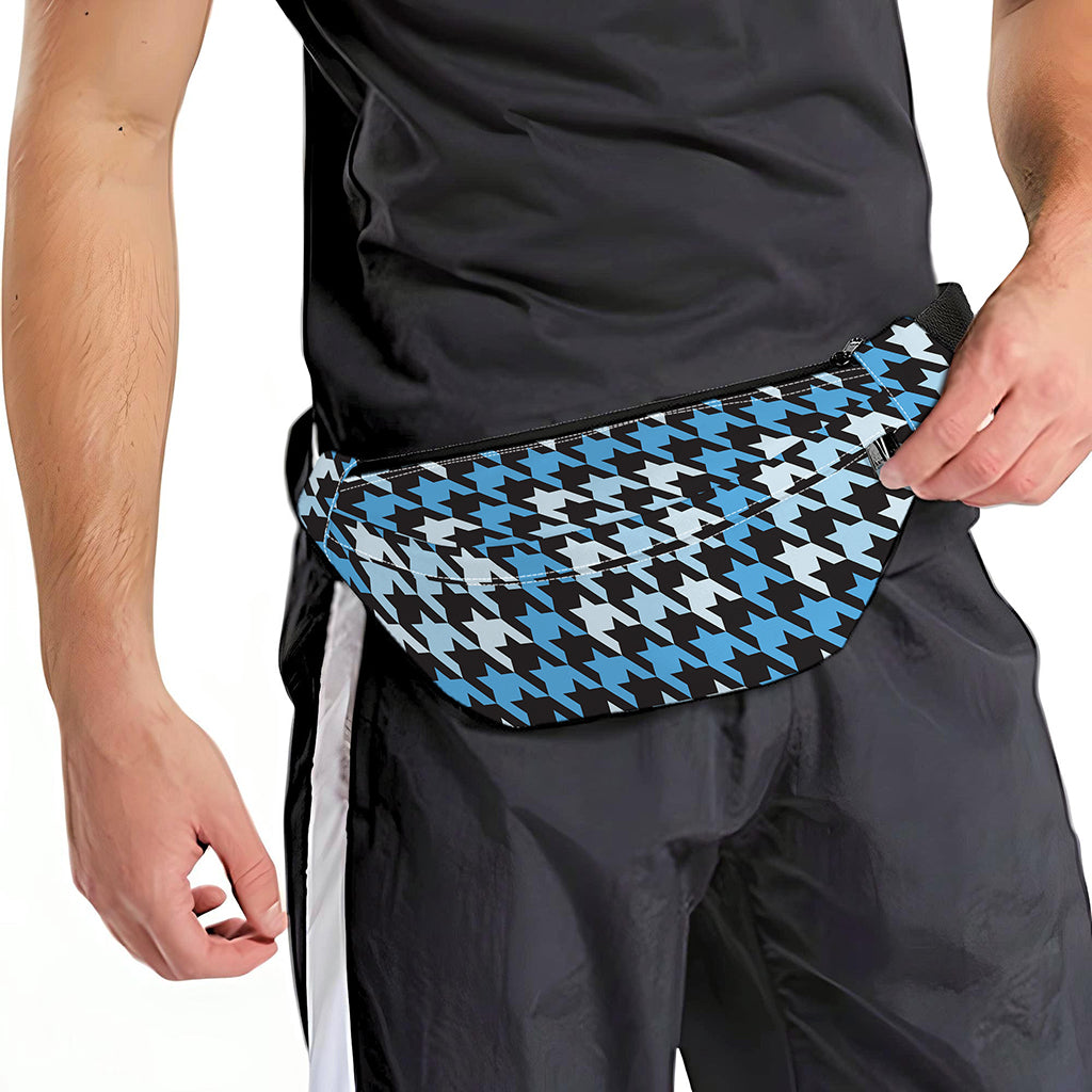 Blue Houndstooth Pattern Print Fanny Pack