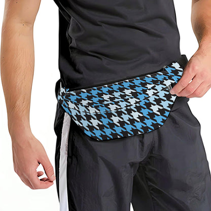 Blue Houndstooth Pattern Print Fanny Pack