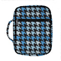 Blue Houndstooth Pattern Print Front Pocket Bible Bag