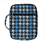 Blue Houndstooth Pattern Print Front Pocket Bible Bag