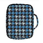 Blue Houndstooth Pattern Print Front Pocket Bible Bag