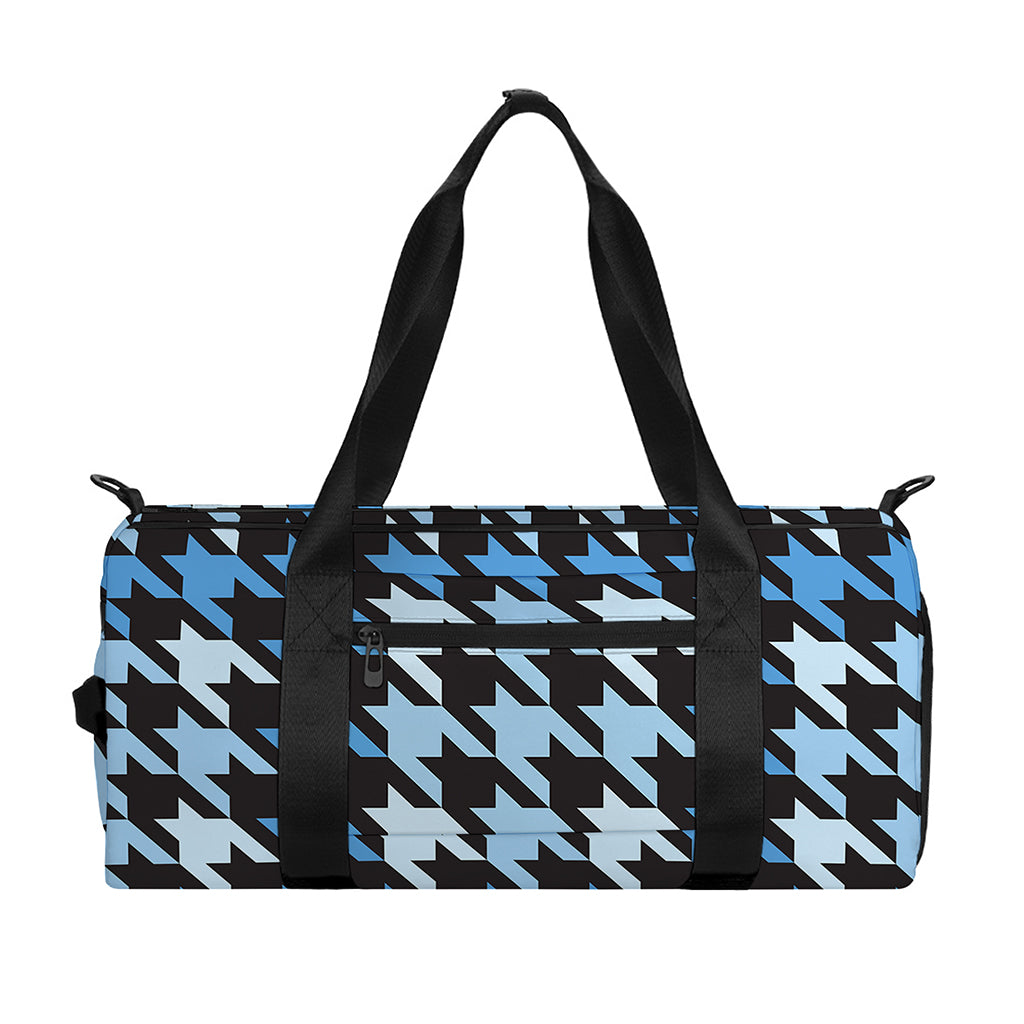 Blue Houndstooth Pattern Print Gym Bag