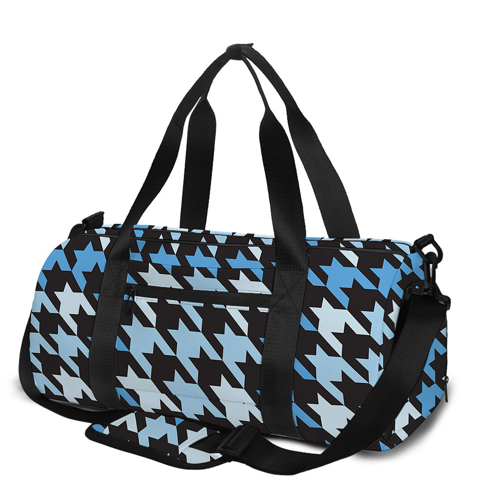 Blue Houndstooth Pattern Print Gym Bag