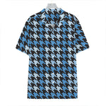 Blue Houndstooth Pattern Print Hawaiian Shirt
