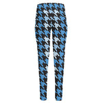 Blue Houndstooth Pattern Print High-Waisted Pocket Leggings