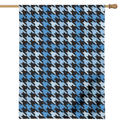 Blue Houndstooth Pattern Print House Flag