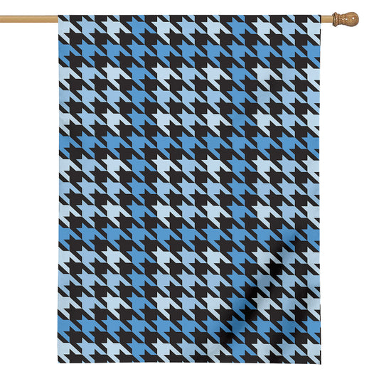 Blue Houndstooth Pattern Print House Flag