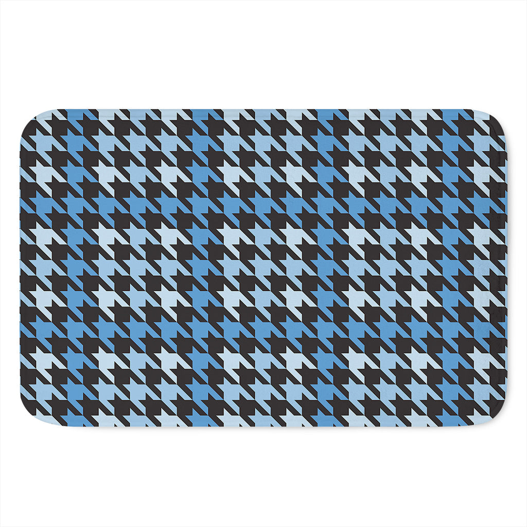 Blue Houndstooth Pattern Print Indoor Door Mat