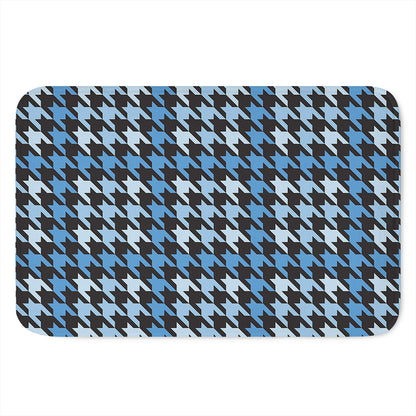 Blue Houndstooth Pattern Print Indoor Door Mat