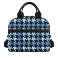Blue Houndstooth Pattern Print Insulated Lunch Bag