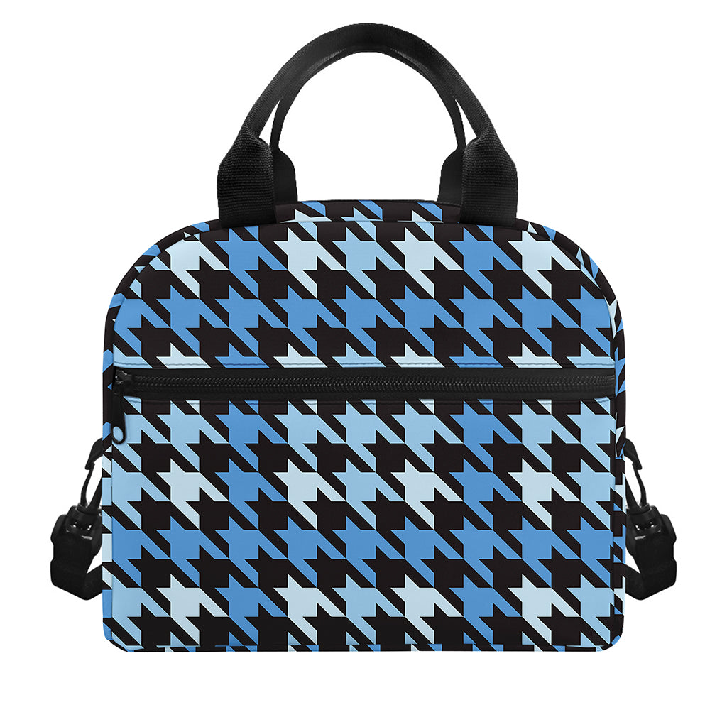 Blue Houndstooth Pattern Print Insulated Lunch Bag
