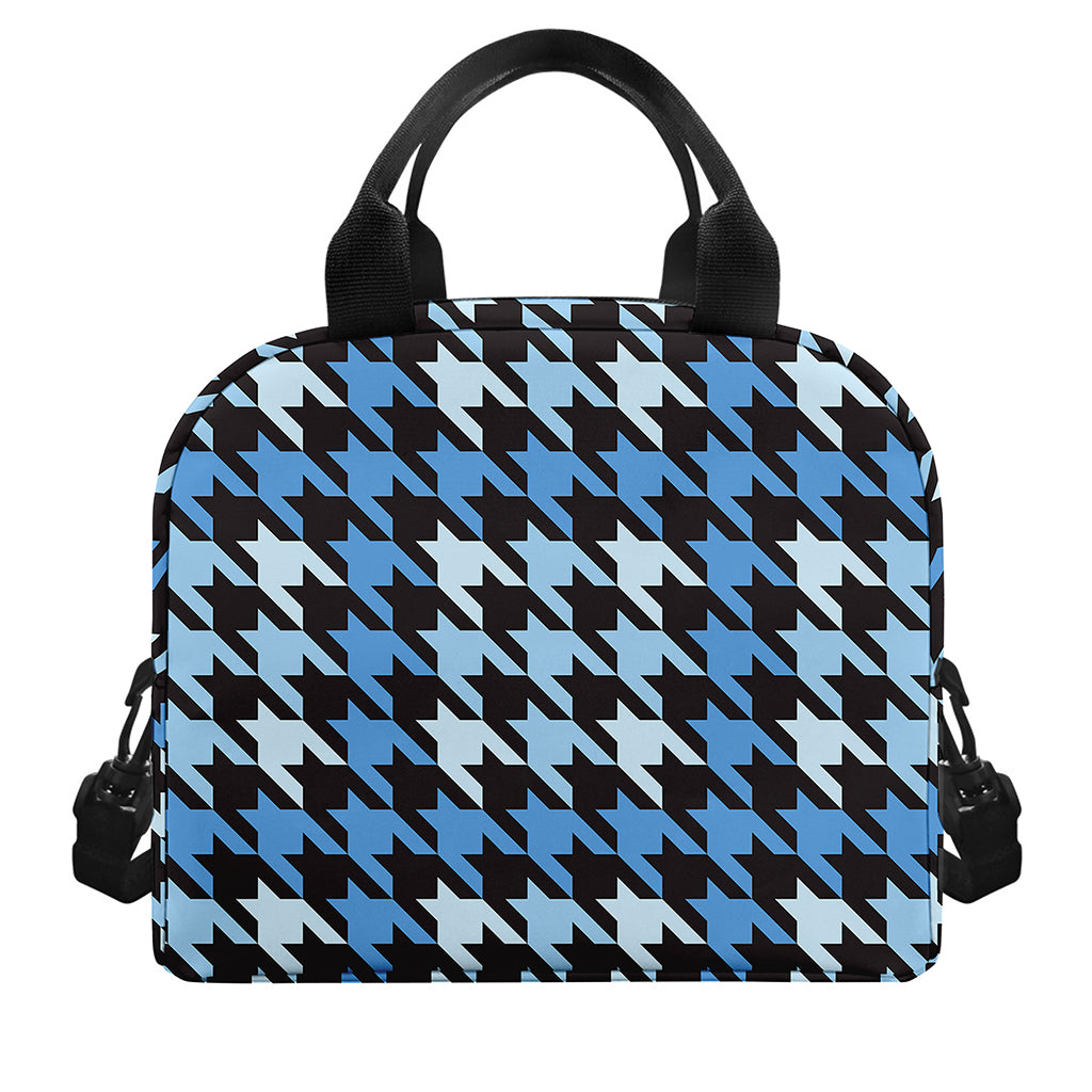 Blue Houndstooth Pattern Print Insulated Lunch Bag