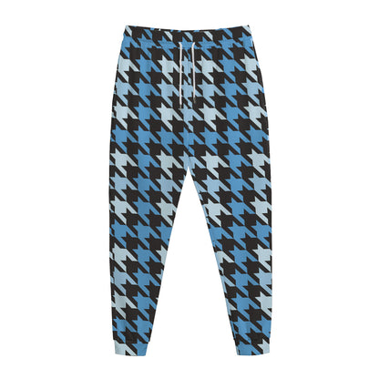 Blue Houndstooth Pattern Print Jogger Pants