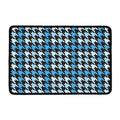 Blue Houndstooth Pattern Print Kitchen Mat