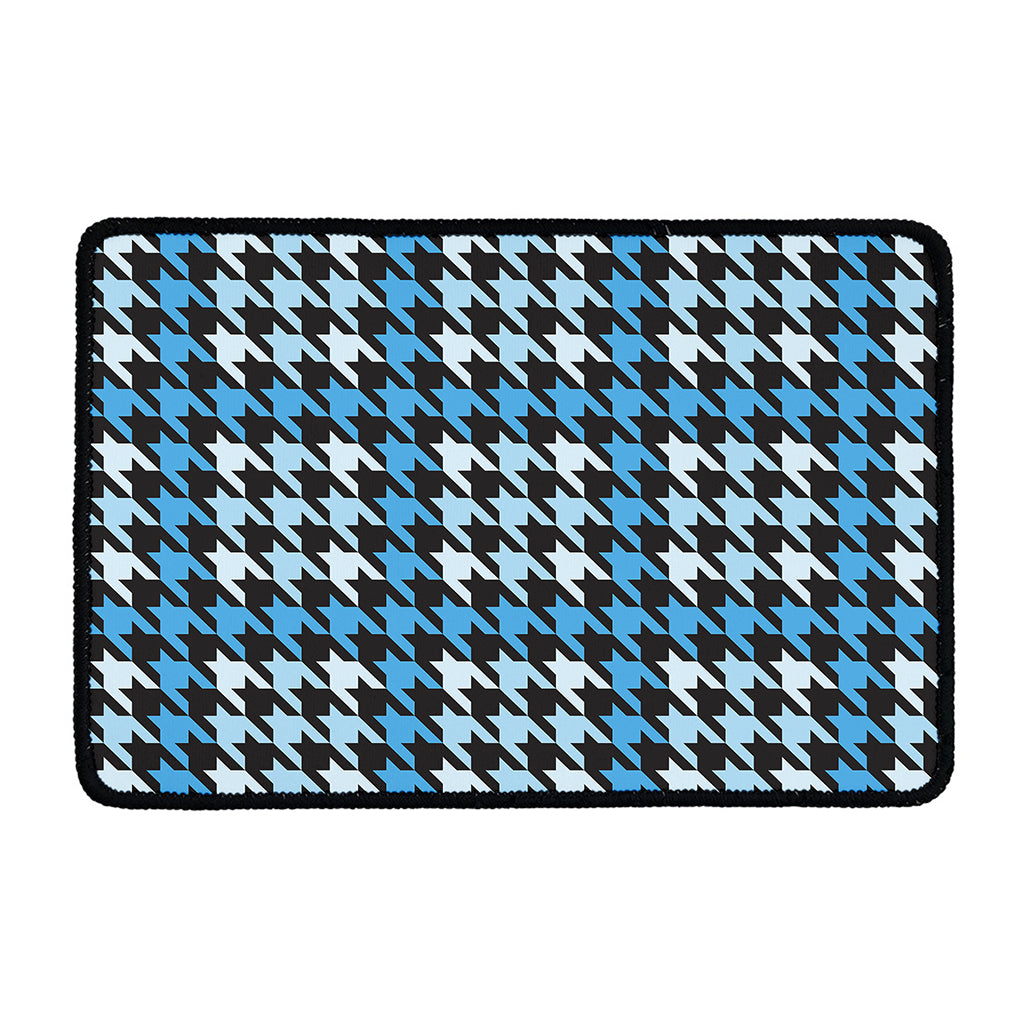 Blue Houndstooth Pattern Print Kitchen Mat