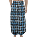 Blue Houndstooth Pattern Print Lantern Pants