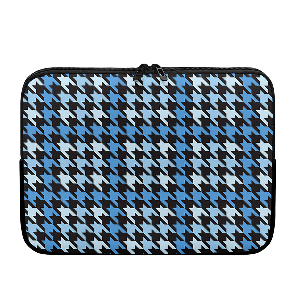 Blue Houndstooth Pattern Print Laptop Sleeve