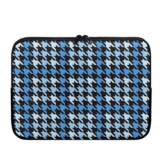 Blue Houndstooth Pattern Print Laptop Sleeve