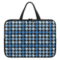 Blue Houndstooth Pattern Print Laptop Sleeve With Handle