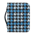 Blue Houndstooth Pattern Print Leather Bible Cover